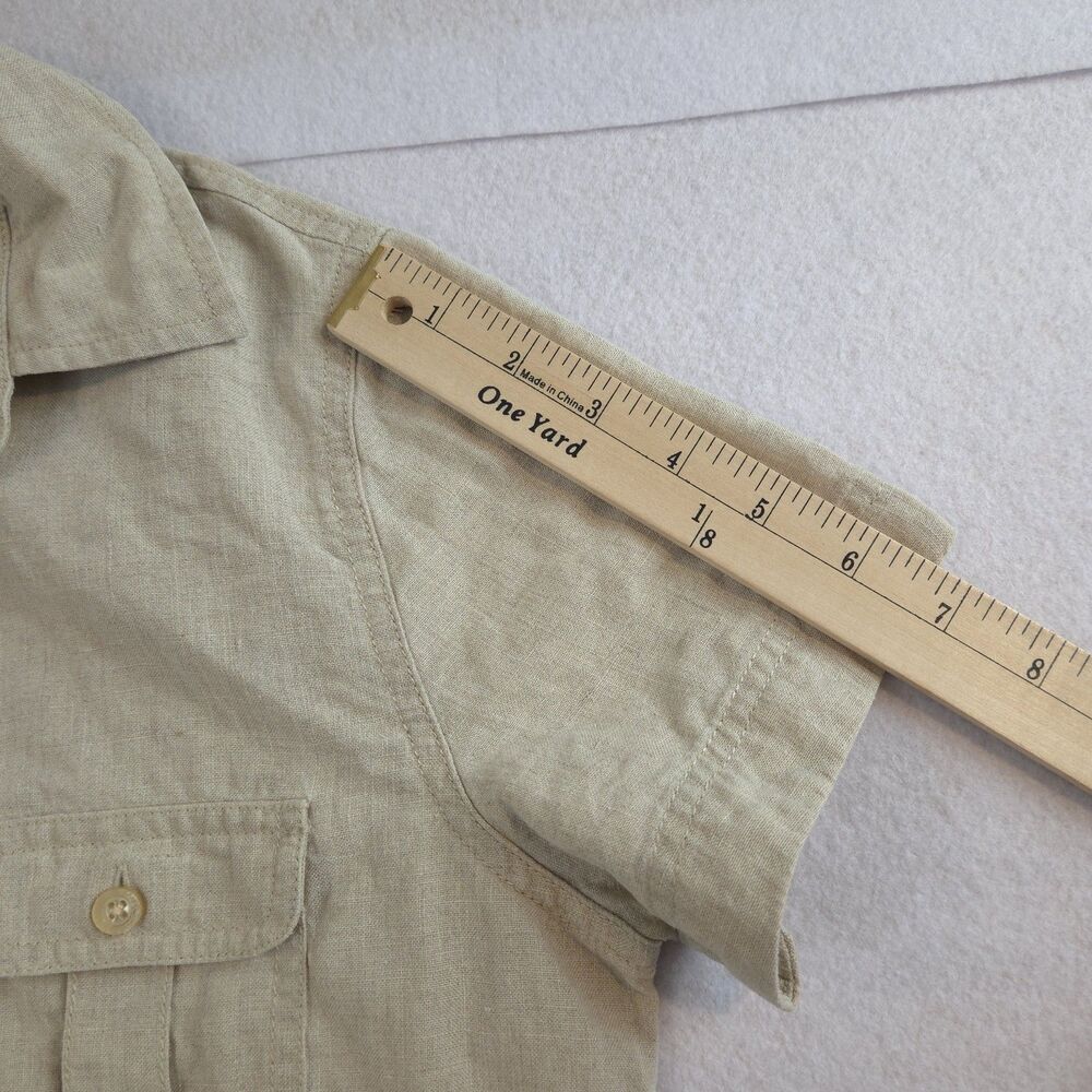 Eddie Bauer Womens Linen Shortsleeve Button Down Shirt Beige S Safari Gorp - Picture 6 of 10